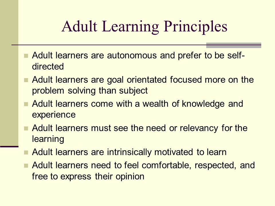 Applying adult education theory to guide